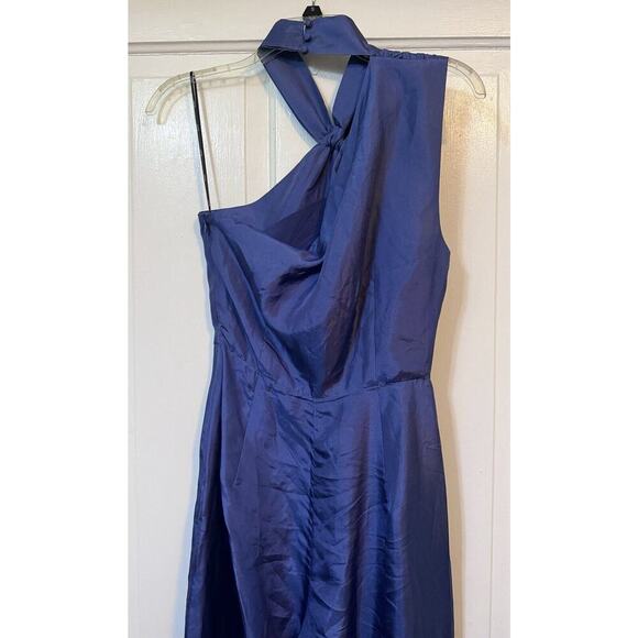 NWT Elliatt Anthropologie Waterside Blue Silk Jumpsuit One Shoulder Size Small - Picture 11 of 16